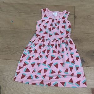 Hanna Andersson Girls Summer Pink Red Watermelon Dress 120CM US 5 100% Cotton